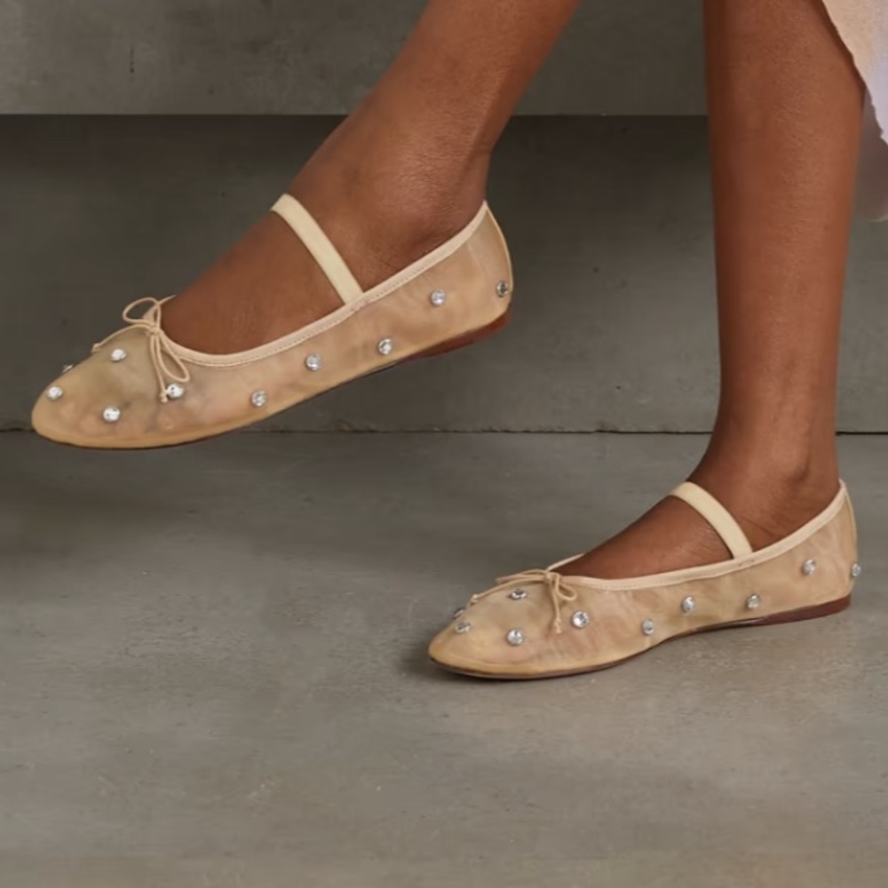 Loeffler Randall Leonie Crystal embellished mesh ballet flats